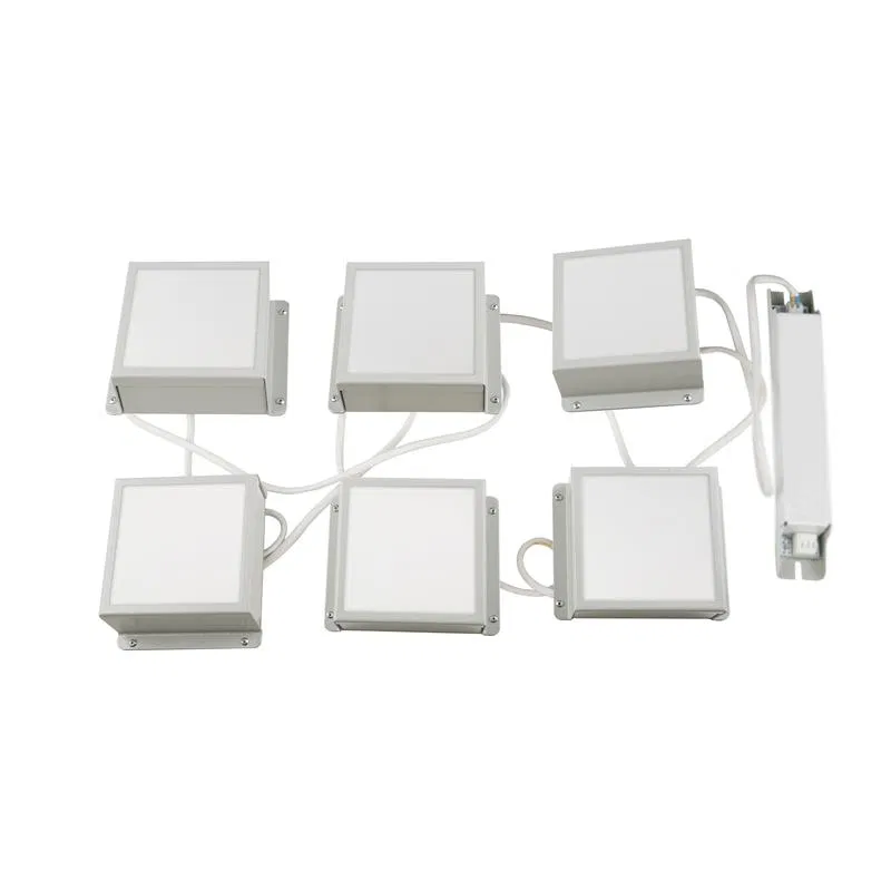 LED ceiling recessed luminaires set of 6pcs white light (4000K) 4728lm for 86x86mm cells white housing complete with power supply. ULP-0808 42W/4000K IP40 GRILYATO OPAL WHITE KIT06 TM Uniel UL-00012807