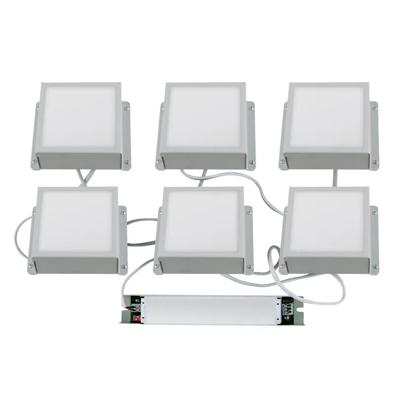 LED ceiling recessed luminaire set of 6pcs white light (4000K) 4200lm for 100x100mm cells white body complete with power supply. ULP-1010-42W/4000K IP54 GRILYATO OPAL WHITE KIT06 TM Uniel UL-00012835
