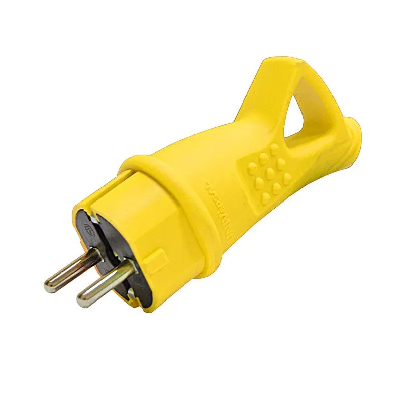 Electric plug 1ph 16A 250V IP44 single-phase with eyelet rubber yellow Universal 3080