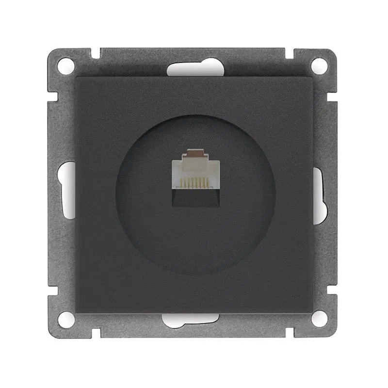 电脑插座 1-孔 СП Афина RJ45 cat.5E 模块 石墨色 Universal A0051-Gr