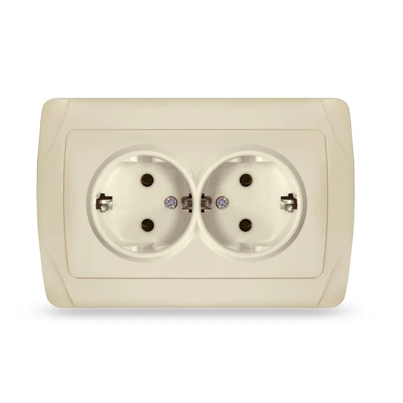 Розетка 2-м СП Маргарита 16А IP20 с заземл. сл.кость (ivory) UNIVersal М0128-I