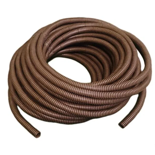 Corrugated PVC pipe lightweight d20mm with pulling thread dark wood (pkg.25m) Ural Pak GF-9104120-025