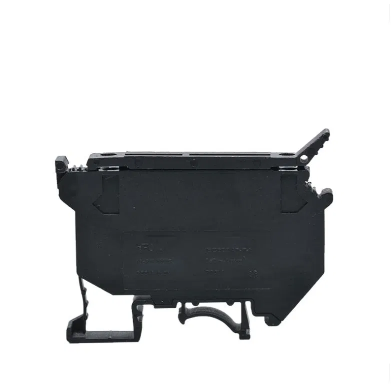 Terminal block with 5x25 fuse holder, screw type, nominal cross-section 0.2-4mm² (800V) with 24V indication, NS 35 mounting, UTL JUK1-4RD/LED24-BK series