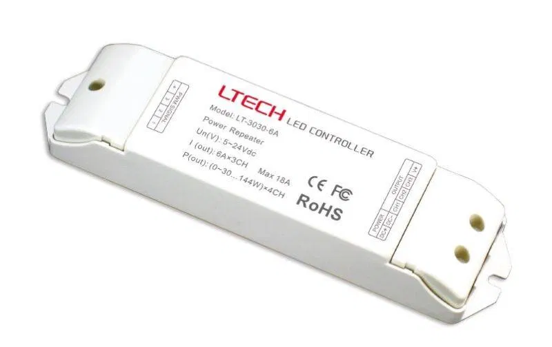 LED strip RGB connection amplifier Varton 5-24 VDC IP20 175x44x30mm (LTECH) 3 channels 144W VARTON LT-3030-6A