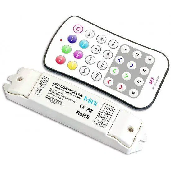 LED灯带RGB控制器 12-24V IP20 135x30x20mm 带遥控器 45m半径 (LTECH) VARTON M7+M3-3A