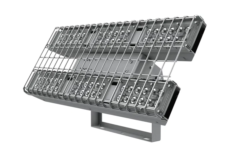 Светильник светодиодный Fizruk 150Вт CRI90 4000К IP65 спортивный для образовательных учреждений накладной поворот. кроншт. защ. решетка оптикой 90град. RAL7045 сер. VARTON V1-E0-70706-04L06-6515040