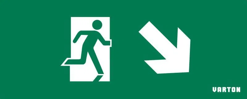 "Figure/arrow right down" sign for emergency light IP20 VARTON V1-R0-70354-21A01-2011