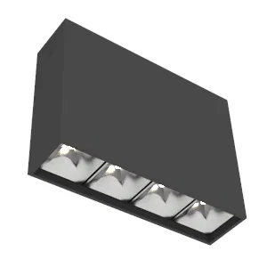 Светильник светодиодный DL-Box Reflect Multi 1х4 10Вт 3000К 150х40х115 накладной 24град. RAL9005 черн. муар диммер DALI VARTON V1-R0-90252-20D20-2001030