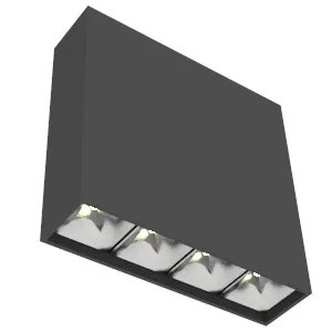 Светильник светодиодный DL-Box Reflect Multi 1х4 10Вт 4000К 150х40х150 накладной 35град.х75град. RAL9005 черн. муар диммер DALI VARTON V1-R0-90253-20D23-2001040