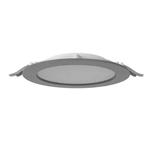 Светильник светодиодный DL-01 Slim 200мм 30Вт 3000К 221x40мм IP65/40 круглый встраив. с опаловым рассеив. RAL7045 сер. муар диммер DALI VARTON V1-RF-70084-10D01-6503030