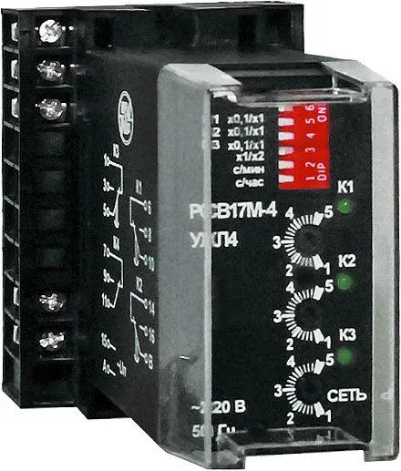 Time delay relay RSV-17M-4 220V AC 0.1-10h front conductor connection DIN-rail mounting VNIIR A8120-T32625661