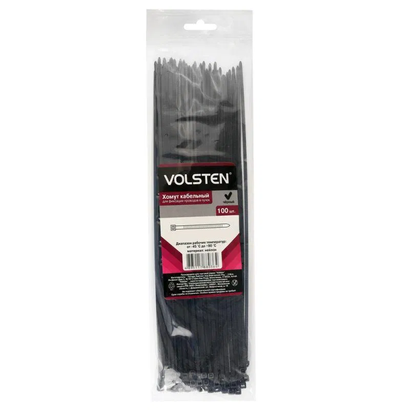 扎带 V02-1B-3.6х200-100 3.6х200 nail. black (100个/包) Volsten 12959