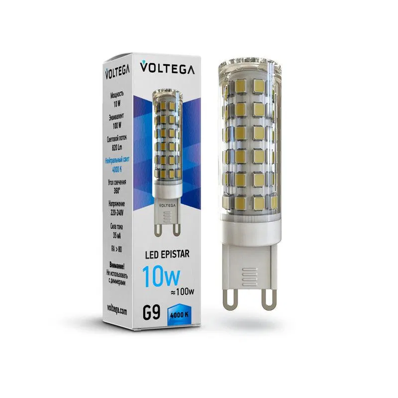 Лампа светодиодная Simple Capsule 10Вт 4000К G9 Voltega 7039
