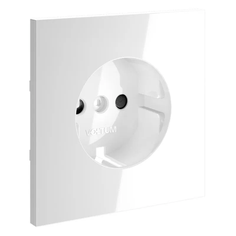 Socket cover with grounding and protective shutters S70 glossy white Voltum VLS000701