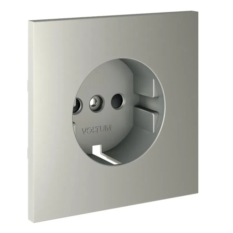 Socket cover with grounding and protective shutters S70 steel Voltum VLS000705