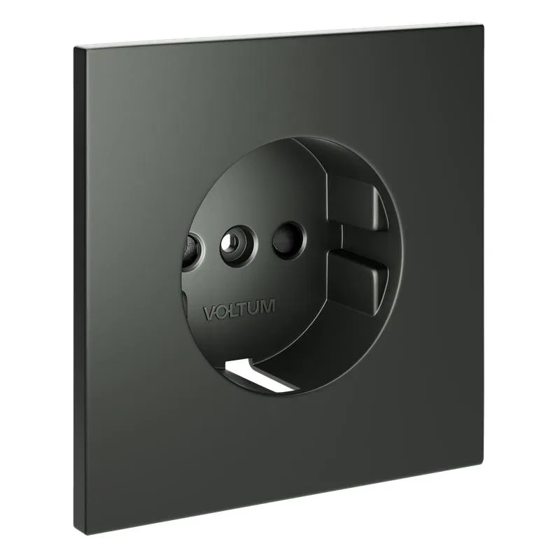 Cover for socket with grounding and protective shutters S70 titanium Voltum VLS000706