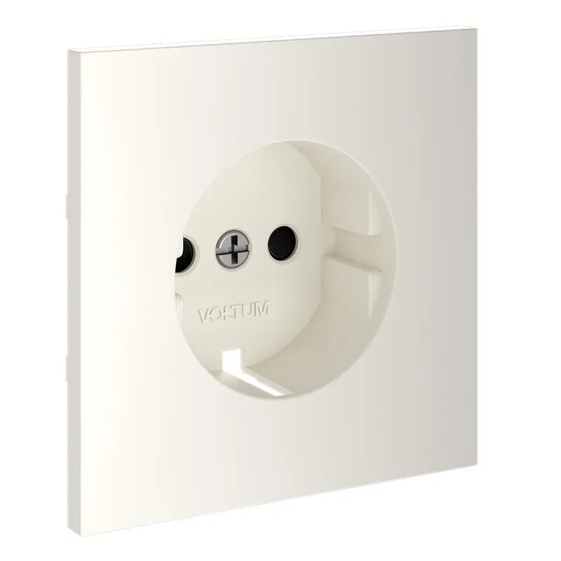 Socket cover with grounding and safety shutters S70 cotton Voltum VLS000713