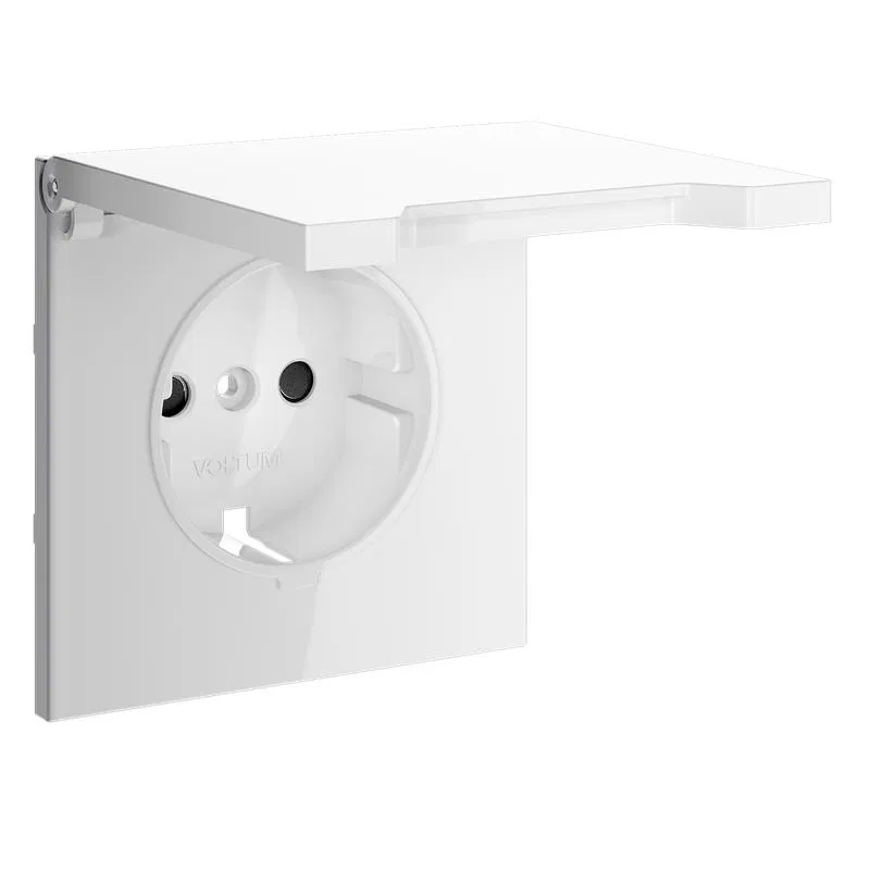 Socket cover with protective shutters and lid S70 glossy white Voltum VLS000801