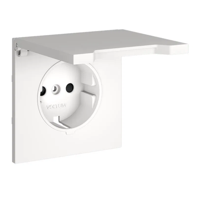 Cover for socket with grounding protective shutters and lid S70 matt. white Voltum VLS000802