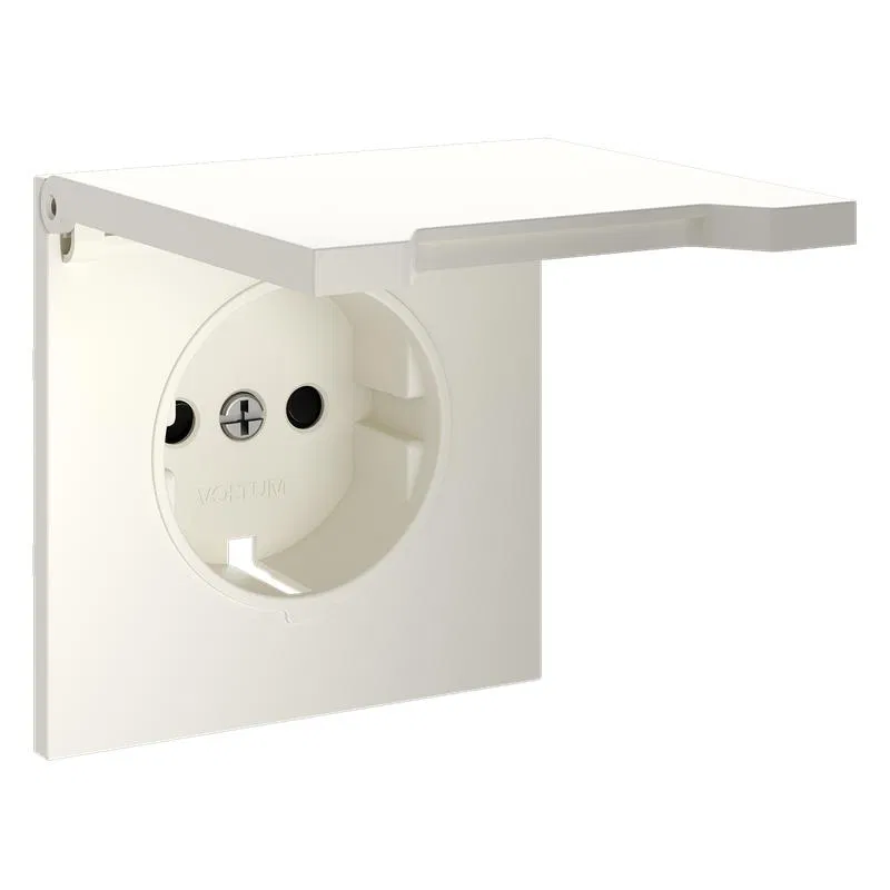 Socket cover with protective shutters and lid S70 cotton Voltum VLS000813