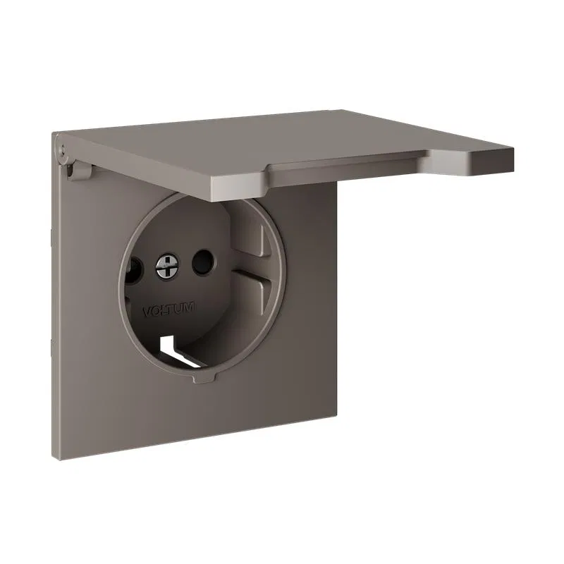 Socket cover with protective shutters and lid S70 cappuccino Voltum VLS000814