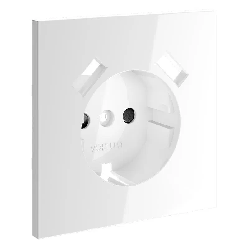 Socket cover with grounding and protective shutters with USB A+A S70 glossy white Voltum VLS000901