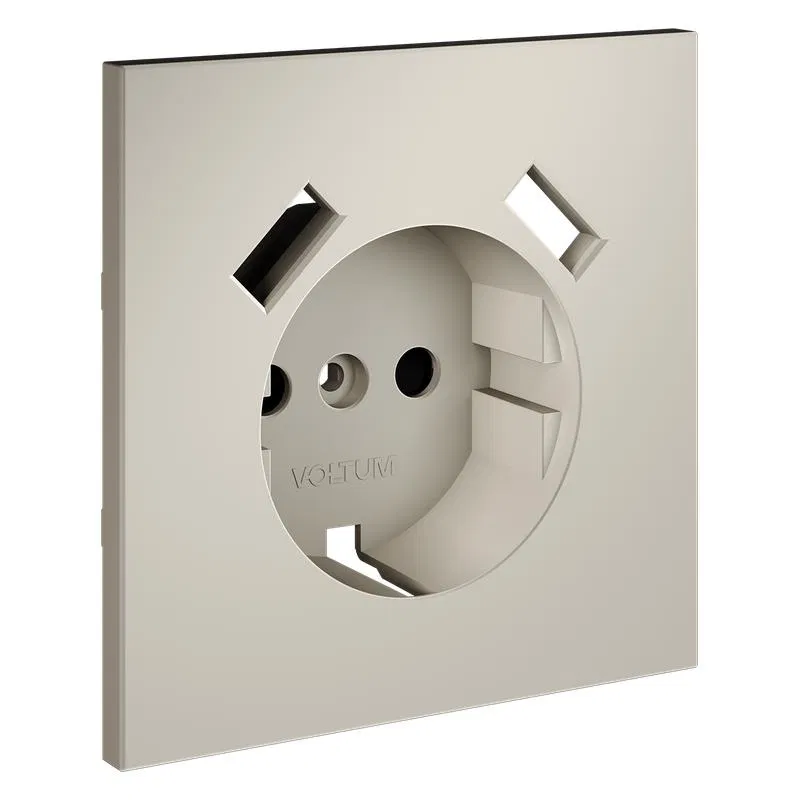 Socket cover with grounding and protective shutters with USB A+A S70 cashmere Voltum VLS000903