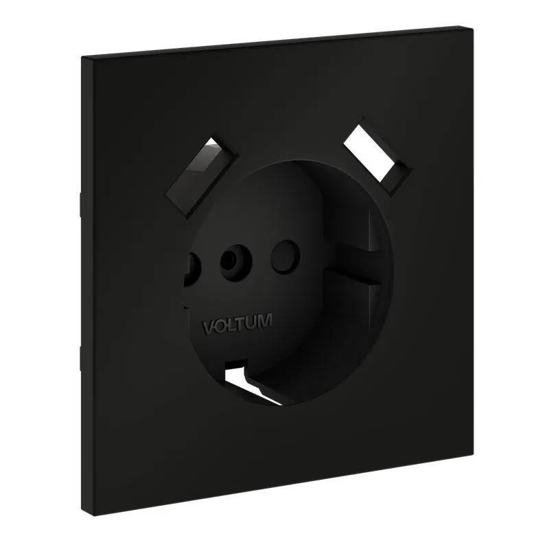 Накладка для розетки с заземлением и защитными шторками с USB A+A S70 матов. черн. Voltum VLS000908