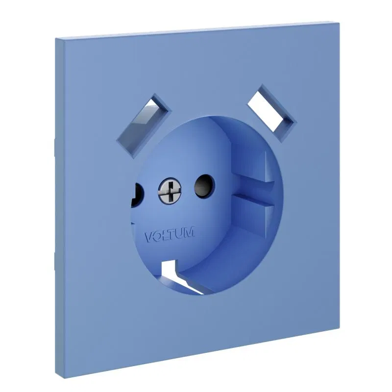 Socket cover with grounding and protective shutters with USB A+A S70 denim Voltum VLS000915