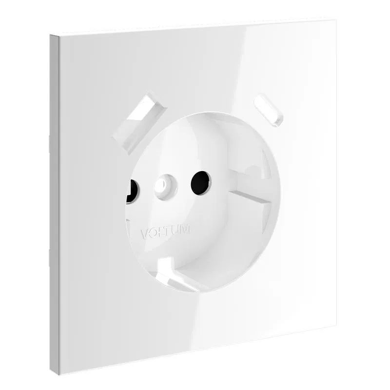 Socket cover with grounding and protective shutters with USB A+C S70 glossy white Voltum VLS001001
