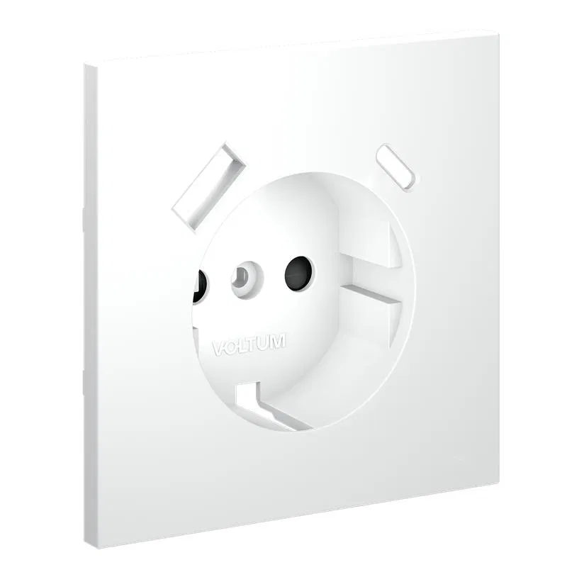 Socket cover with grounding and protective shutters with USB A+C S70 matte white Voltum VLS001002