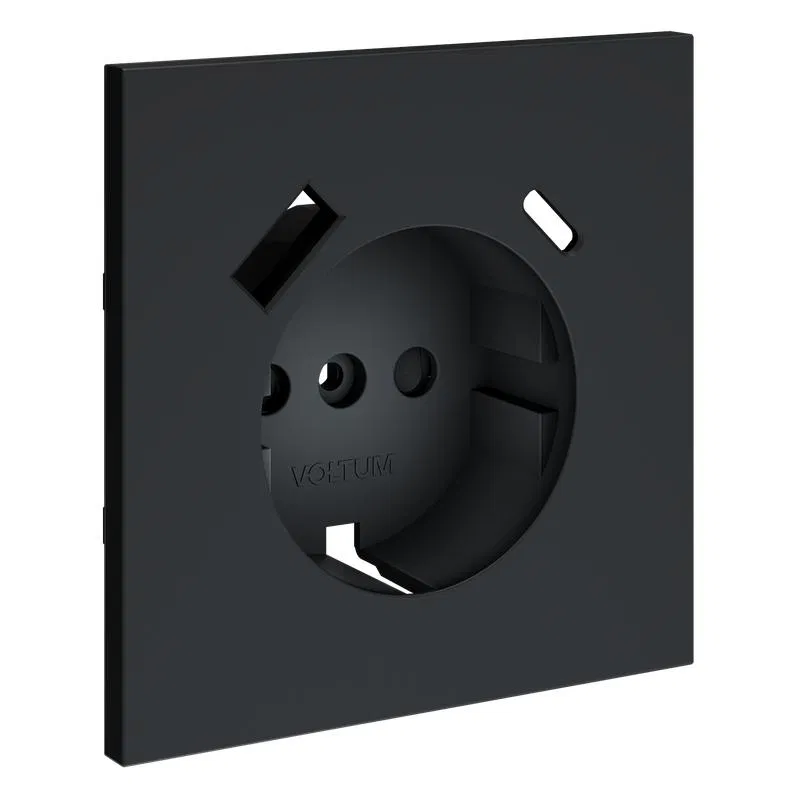 Socket cover with grounding and protective shutters with USB A+C S70 graphite Voltum VLS001007