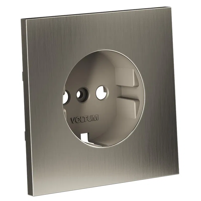 Накладка для розетки с заземлением S70 Metal никель Voltum VLSM000611