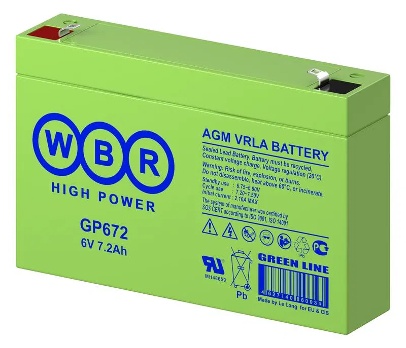 Аккумулятор 6В 7.2А.ч WBR GP672 WBR