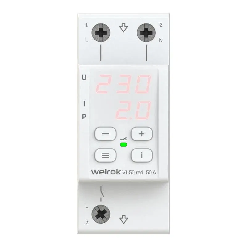 Реле напряжения с контролем тока VI-50 red Welrok 4660251140267