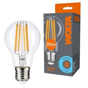 Лампа светодиодная Filament A60 20Вт грушевидная прозрачная 6500К E27 1800лм WOLTA WF-A60-20W6KE27
