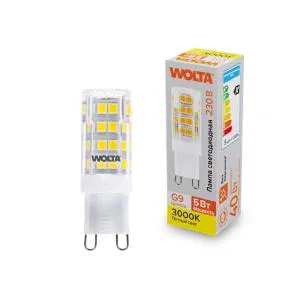 Лампа светодиодная 5Вт 3000К G9 WOLTA WSTD-JCD-5W3KG9-C