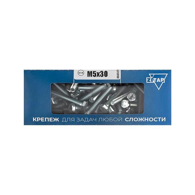 Болт с шестигранной головкой М5х30 DIN 933 оцинк. (уп.80шт) Tech-Krep/Zitar 105197