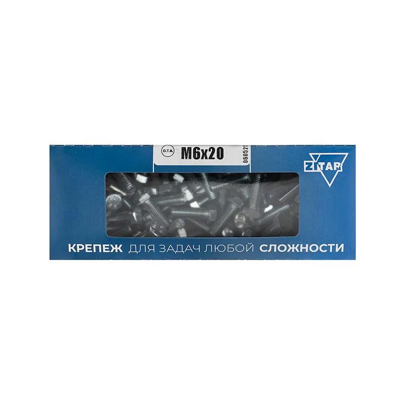 Болт с шестигранной головкой М6х20 DIN 933 оцинк. (уп.80шт) Tech-Krep/Zitar 105201