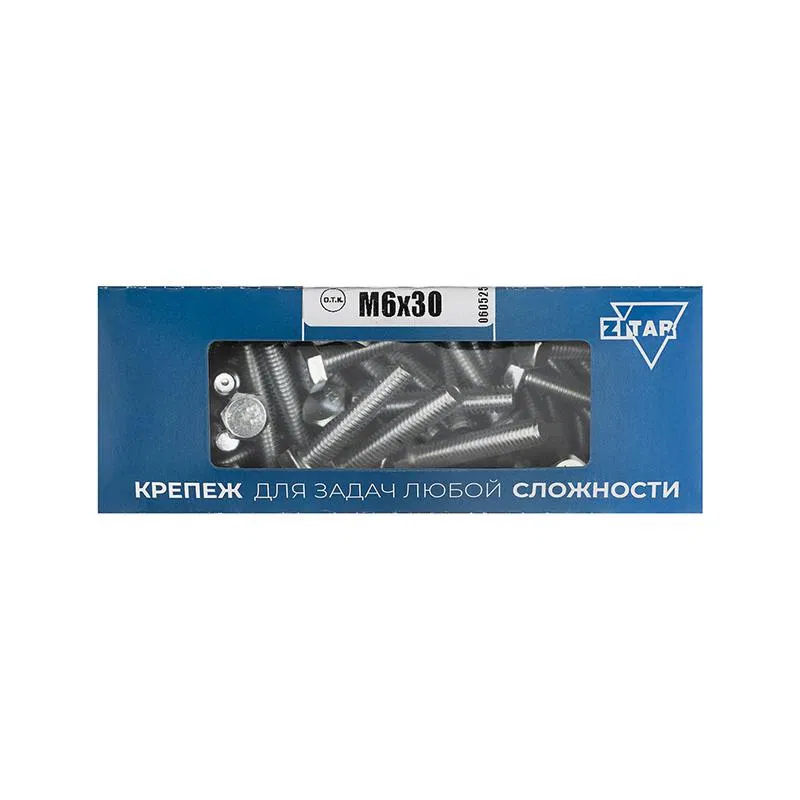 Болт с шестигранной головкой М6х30 DIN 933 оцинк. (уп.60шт) Tech-Krep/Zitar 105203