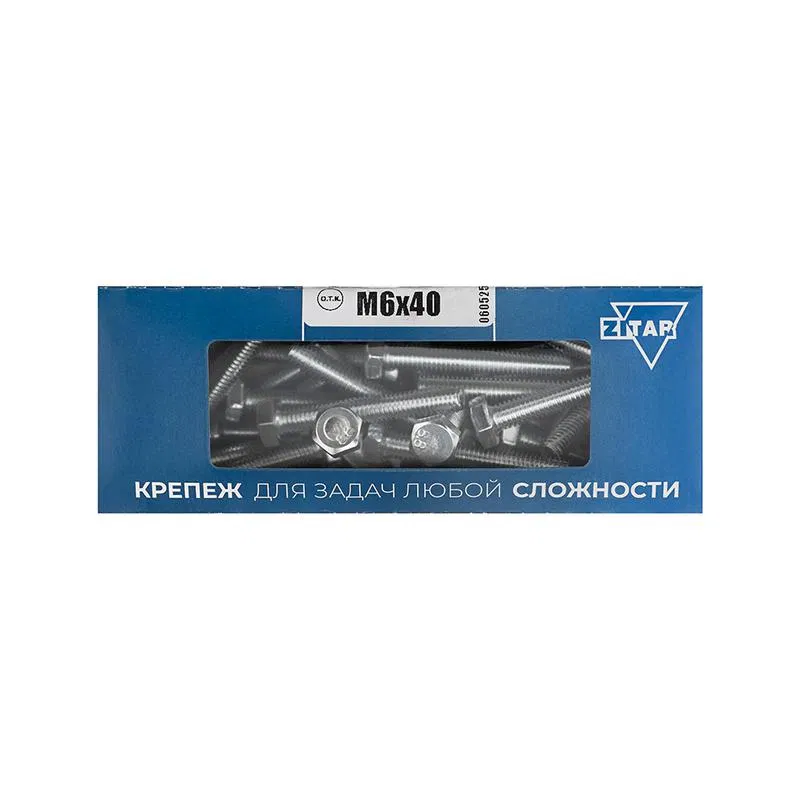 Болт с шестигранной головкой М6х40 DIN 933 оцинк. (уп.50шт) Zitar 105204