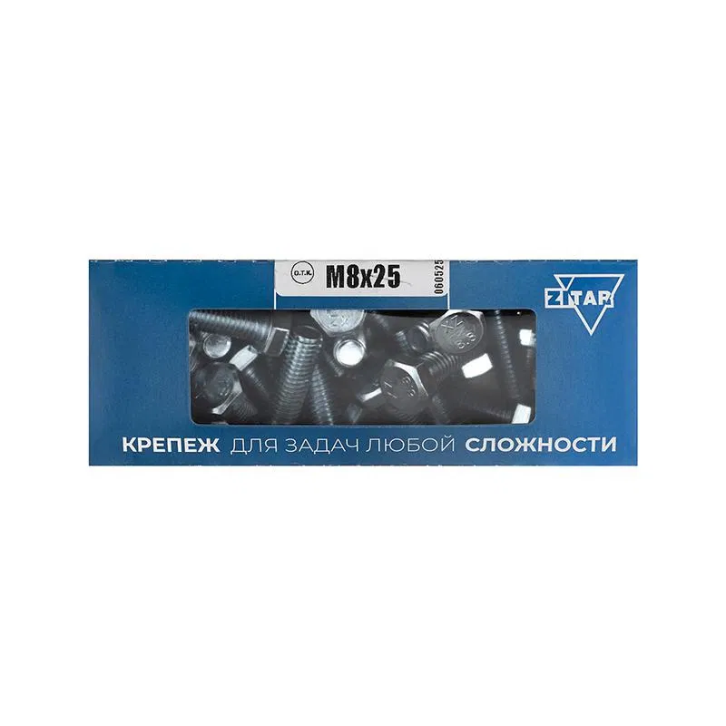 Болт с шестигранной головкой М8х25 DIN 933 оцинк. (уп.40шт) Tech-Krep/Zitar 105208