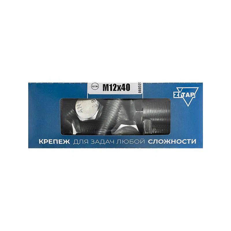 Болт с шестигранной головкой М12х40 DIN 933 оцинк. (уп.15шт) Tech-Krep/Zitar 126526