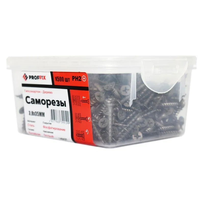 Саморез усиленный гипсокартон-дерево 3.8х35 (TWN) (контейнер) (уп.500шт) Tech-Krep PRO/Zitar 146431